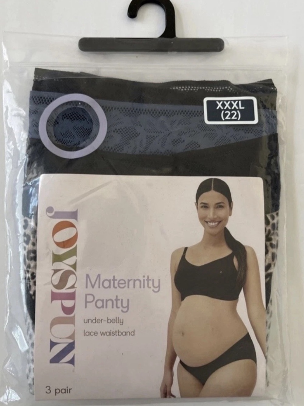 Joyspun Maternity Under Belly Panty Flat Lace Waistband 3 Pair XXXL 22